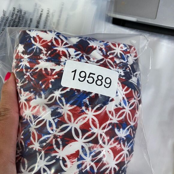 CJ Banks Skort Women 24W Plus Blue Geometric Short A-Line Lined Cotton Button - Picture 10 of 10